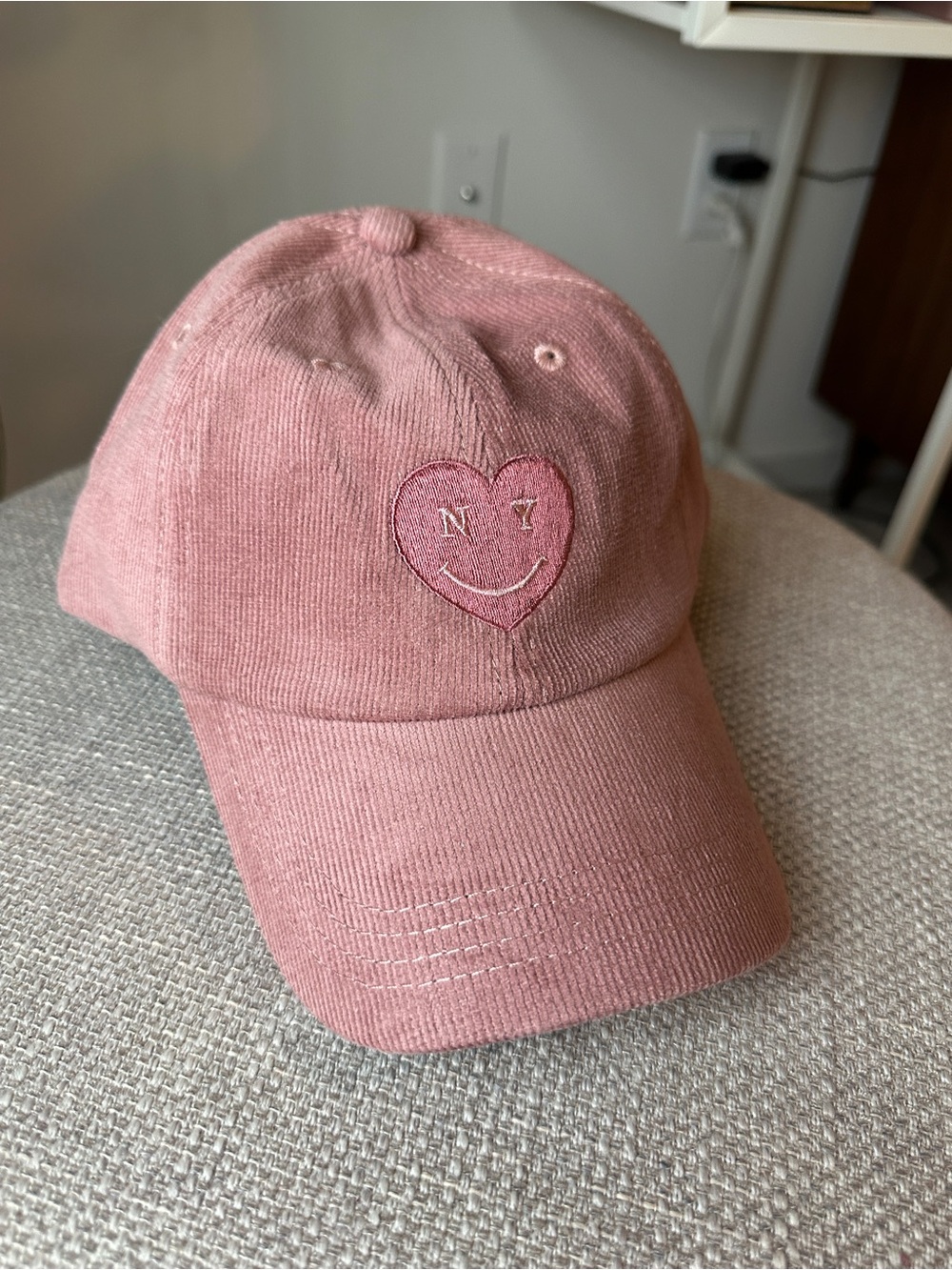 NWOT New York or Nowhere Corduroy Pink Mascot Lovers Heart Baseball Hat